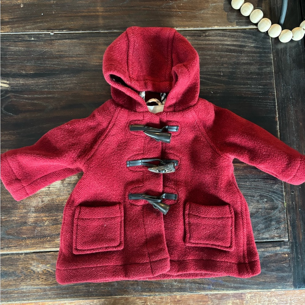 Burberry Baby Wool Coat with Check Trim, sz. 6-12mo